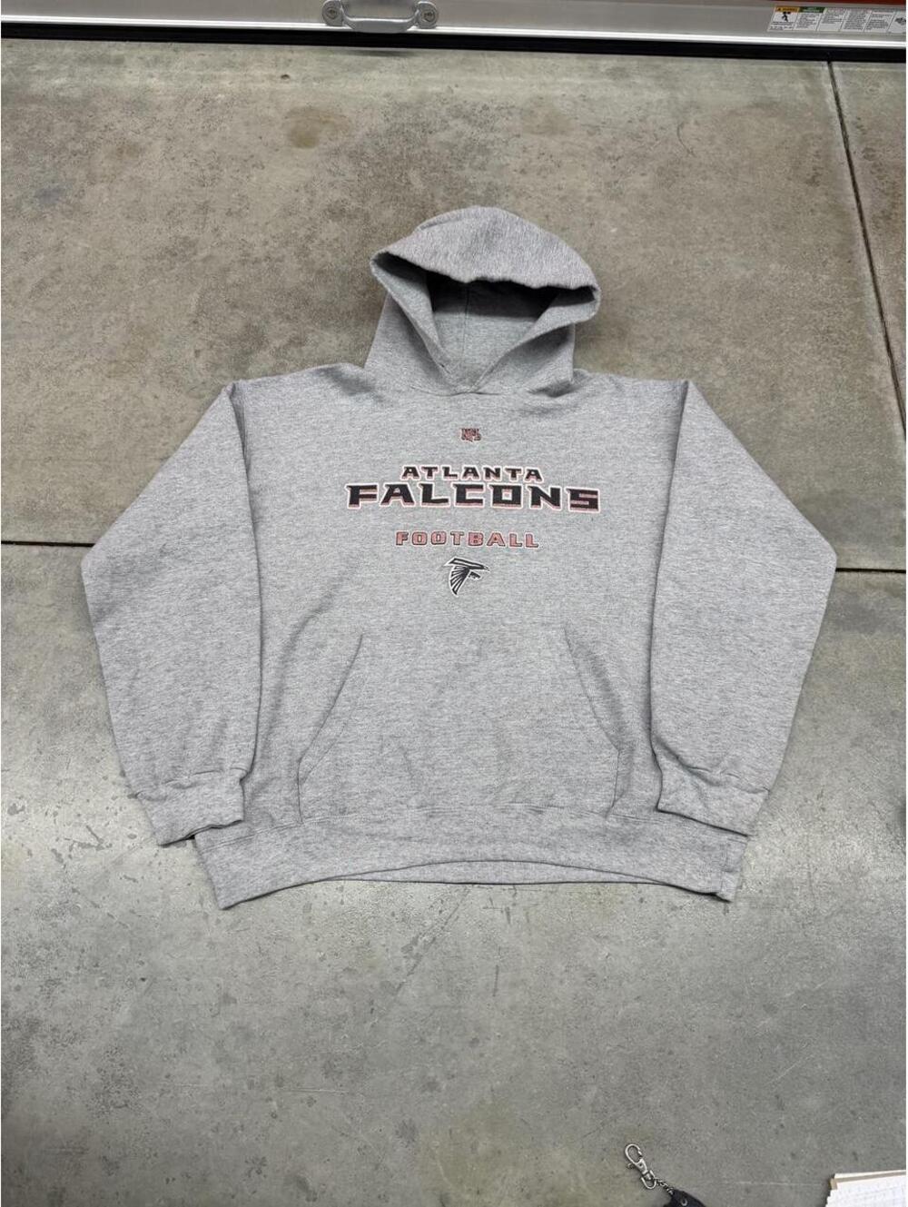 vintage atlanta falcons football grey spell out hoodie size large - Picture 1 of 3
